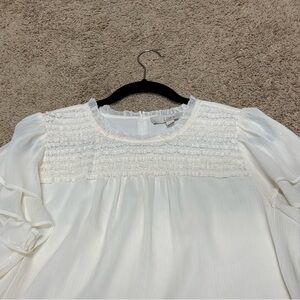 LOFT Cream Short Sleeve Blouse, Businesses Casual, Office Wear